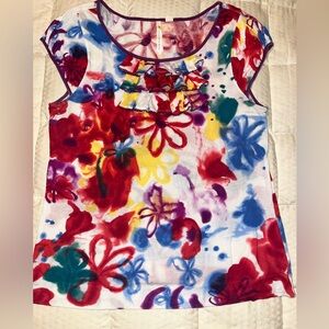 Little Yellow Button Women’s Cap Sleeve Ruffle Top 100% Cotton